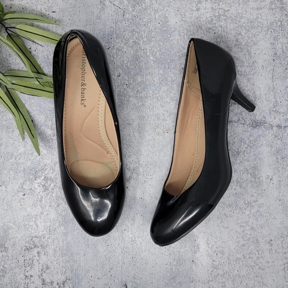 Christopher & Banks Shoes - Christopher & Banks | Black Patent Round Toe Heels Size 9